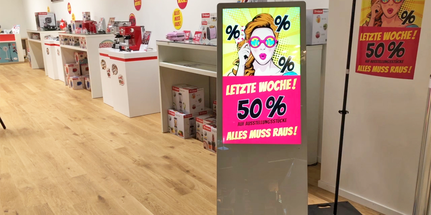 Kundenstopper von e-display.ch bei Trisa